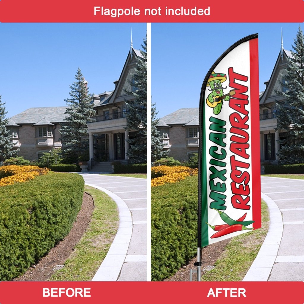 8FT Mexican Restaurant Advertising Swooper Flag (Flagpole Not Included 3.4)