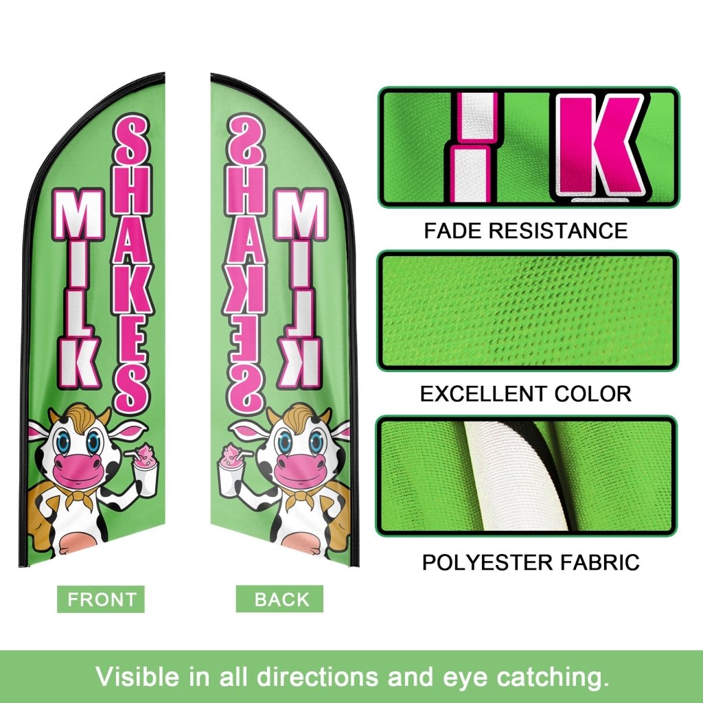 8FT Milk Shakes Advertising Swooper Flag (Flagpole Not Included 3.4)