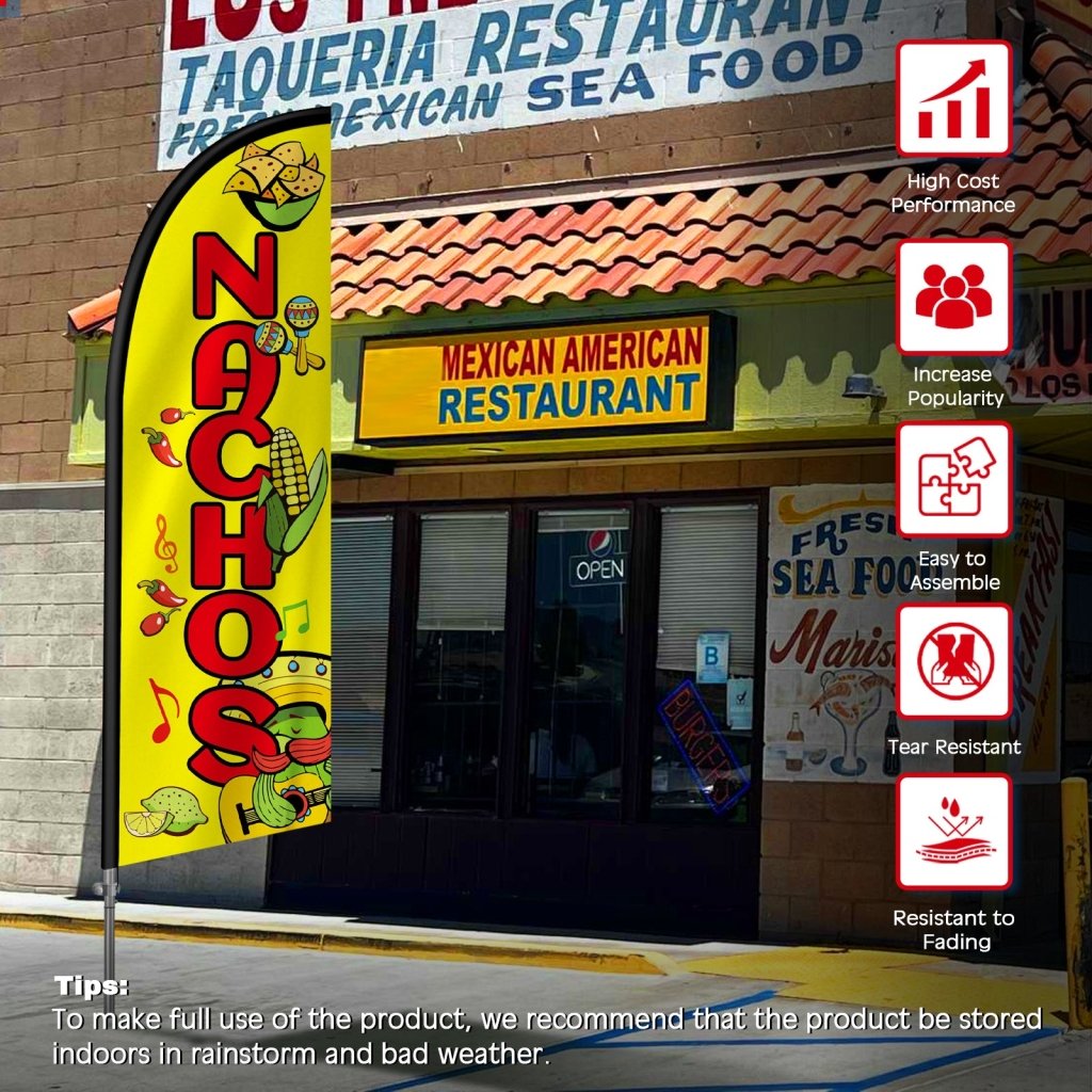 8FT Nachos 01 Feather Flag with Stainless Steel Pole Kit(2m flag set)