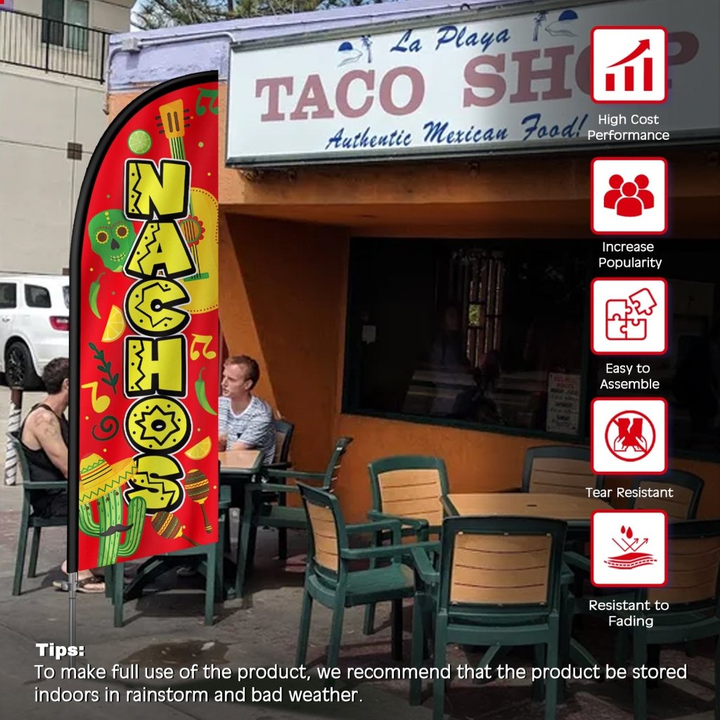 8FT Nachos Feather Flag with Stainless Steel Pole Kit(2m flag set)