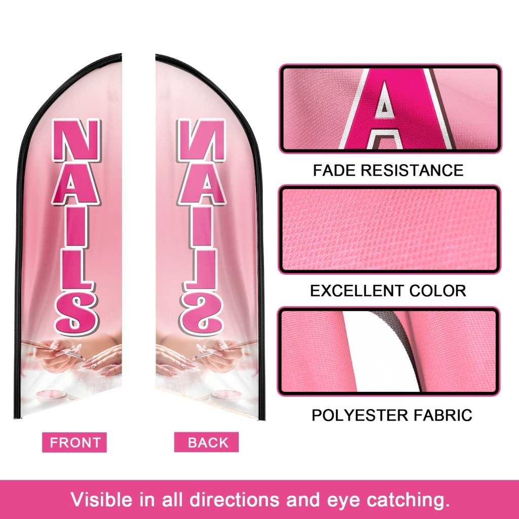 8FT Nails Advertising Swooper Flag (Flagpole Not Included 3.4)