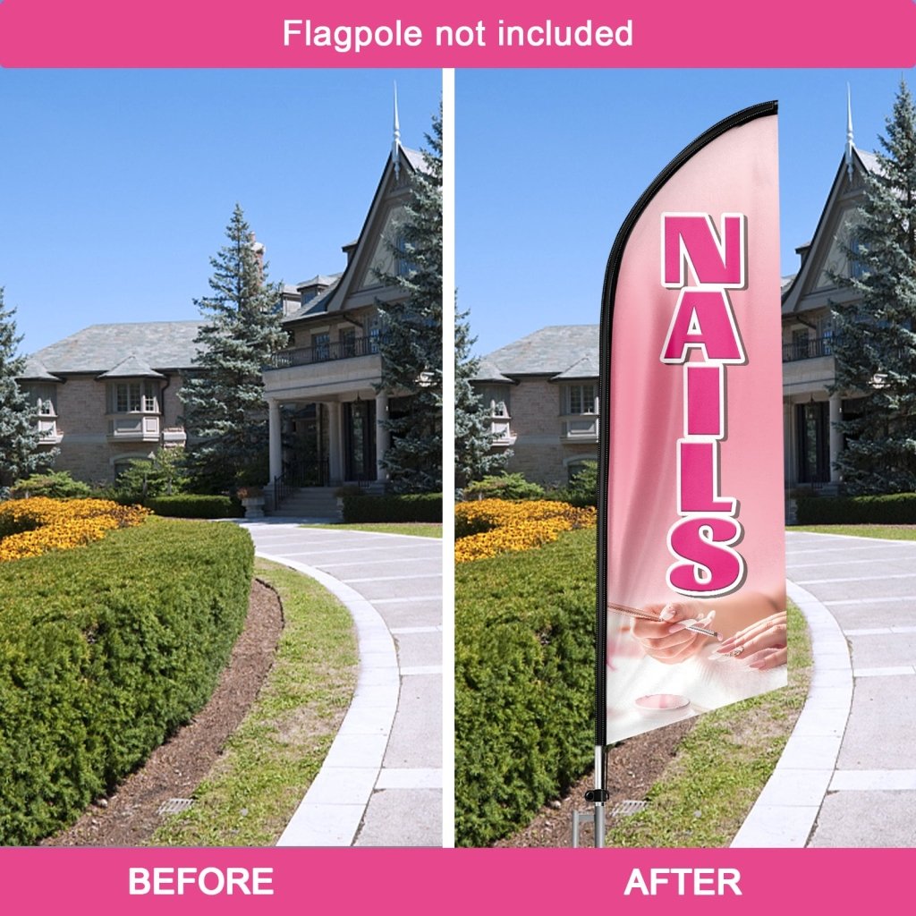 8FT Nails Advertising Swooper Flag (Flagpole Not Included 3.4)