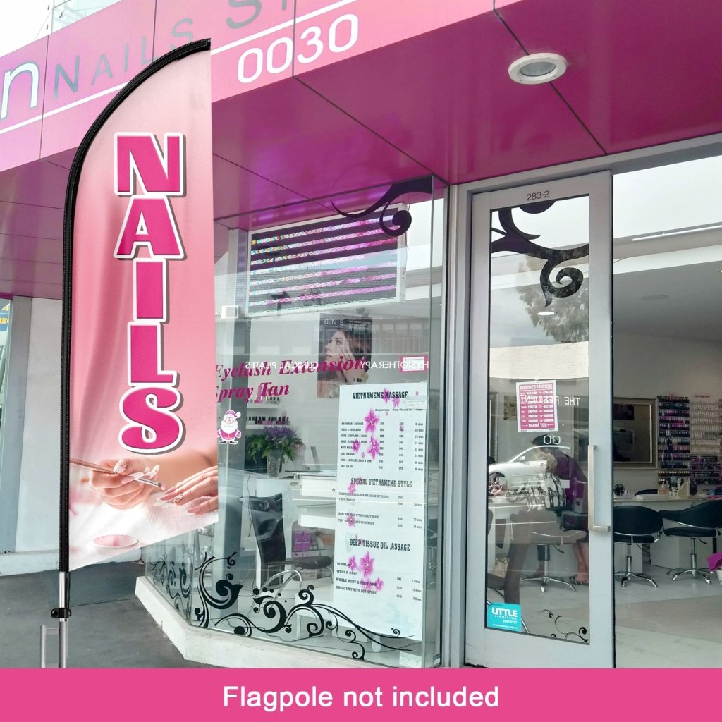 8FT Nails Advertising Swooper Flag (Flagpole Not Included 3.4)