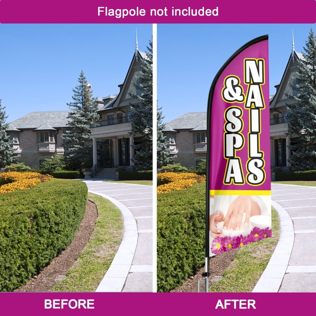 8FT Nails & Spa Advertising Swooper Flag (Flagpole Not Included 3.4)