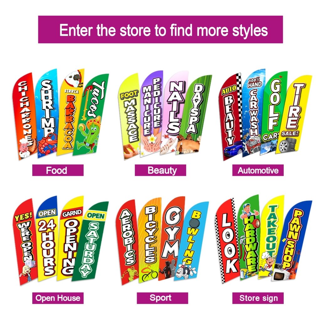 8FT Nails & Spa Advertising Swooper Flag (Flagpole Not Included 3.4)