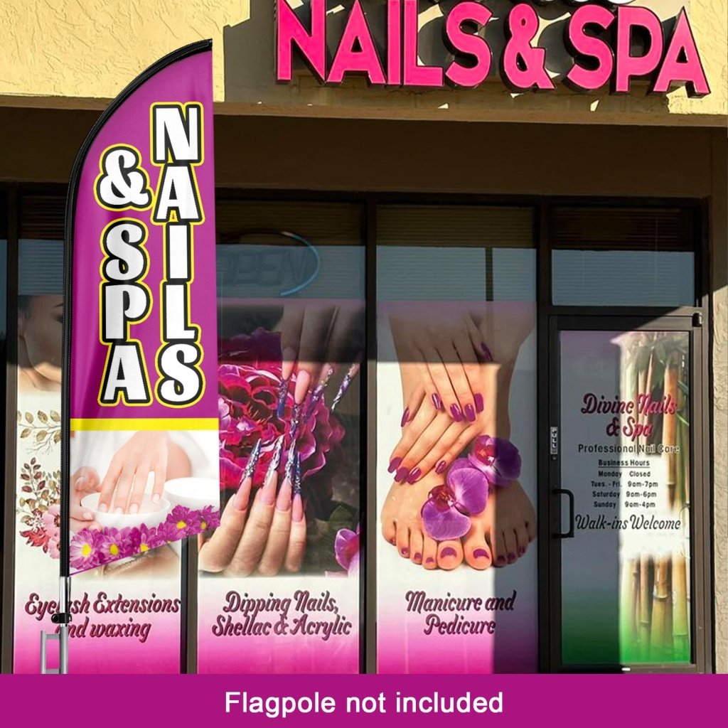 8FT Nails & Spa Advertising Swooper Flag (Flagpole Not Included 3.4)