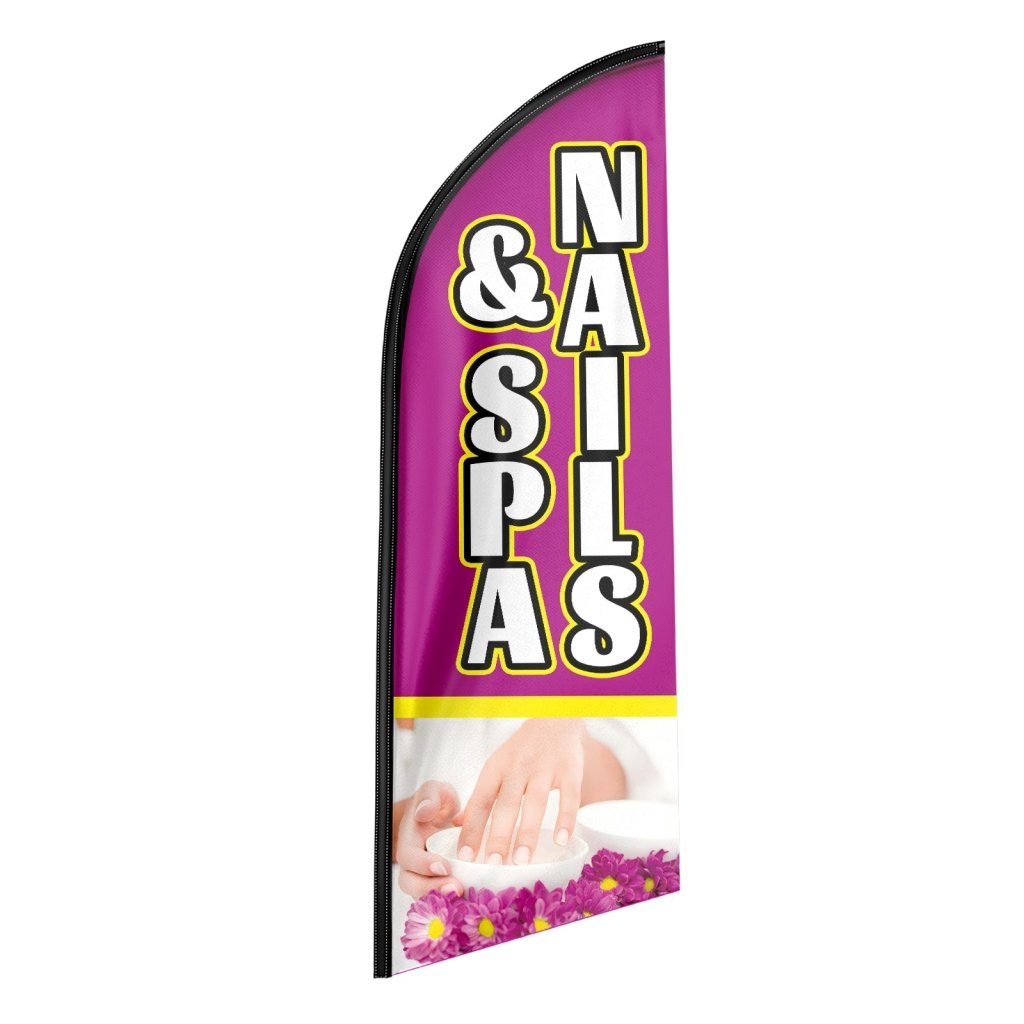 8FT Nails & Spa Advertising Swooper Flag (Flagpole Not Included 3.4)
