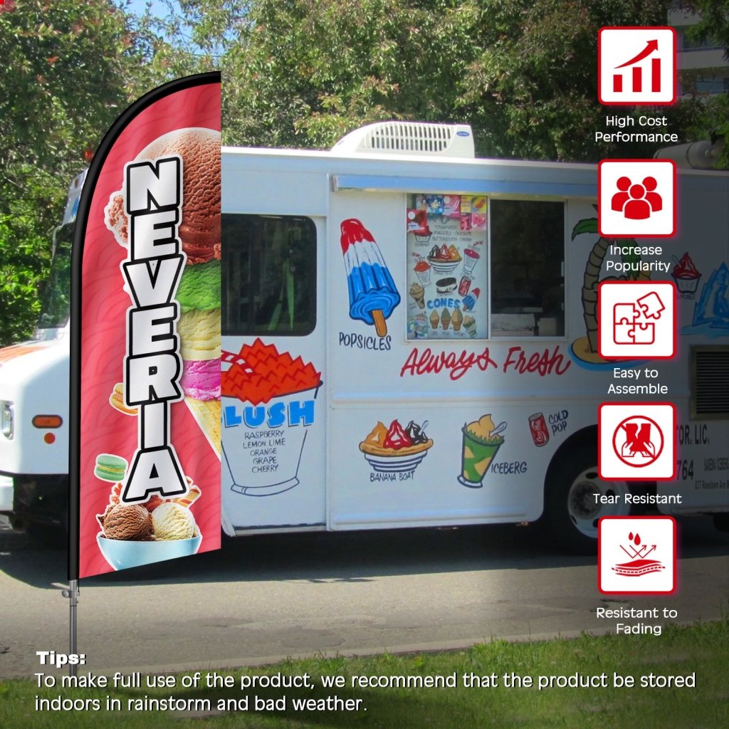 8FT Neveria 02 Banner Feather Flag with Stainless Steel Pole Kit(2m flag set)