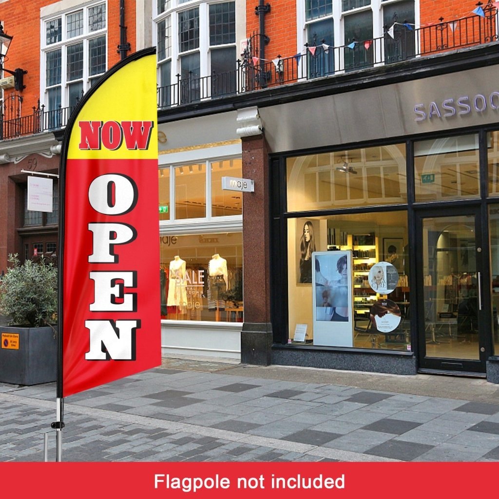 8FT Now Open Red Advertising Swooper Flag(Flagpole Not Included 3.4)