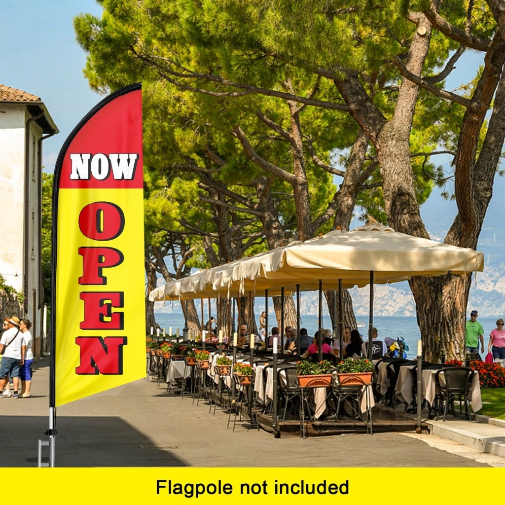 8FT Now Open Yellow Advertising Swooper Flag(Flagpole Not Included 3.4)