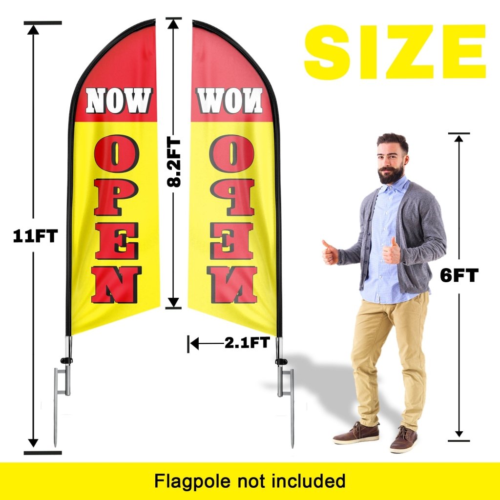 8FT Now Open Yellow Advertising Swooper Flag(Flagpole Not Included 3.4)