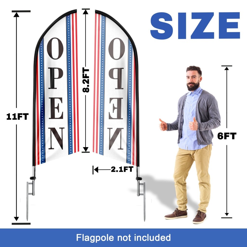 8FT Open 01 Advertising Swooper Flag(Flagpole Not Included 3.4)