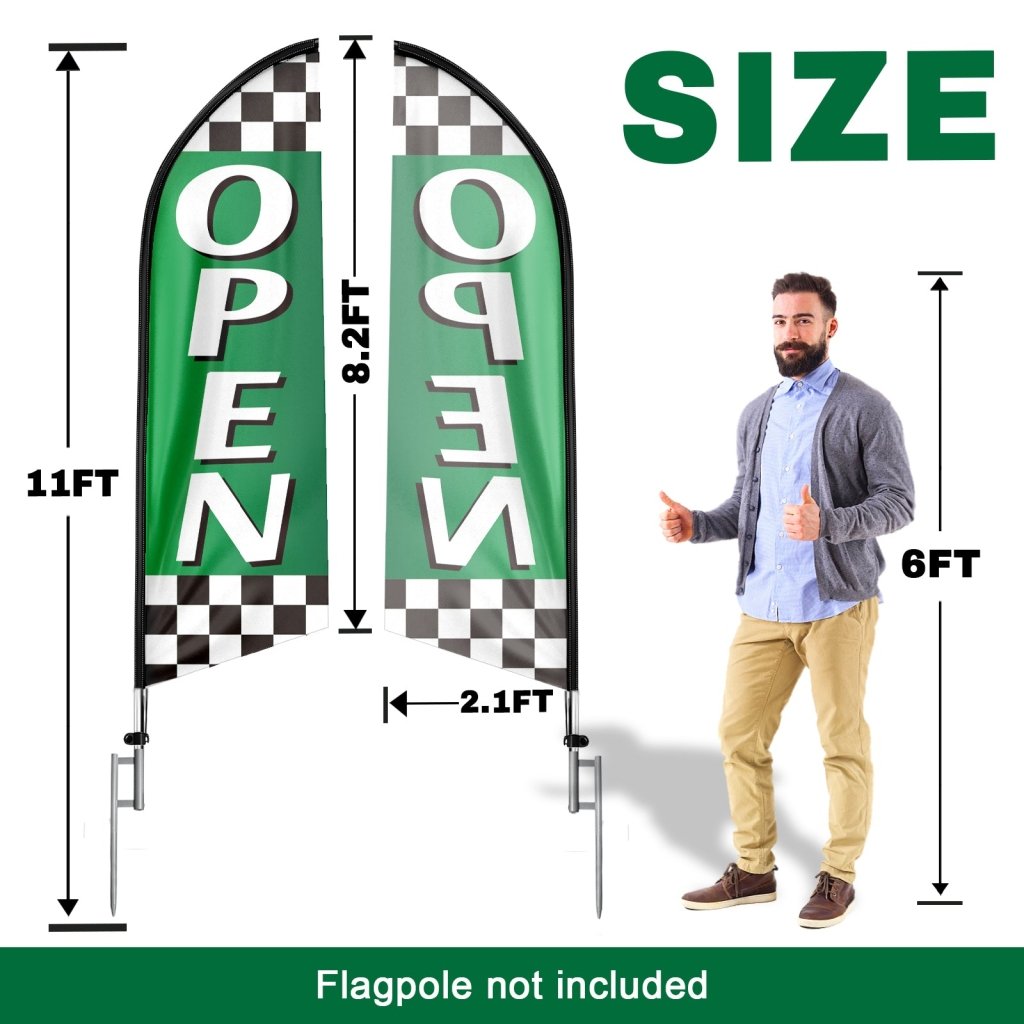 8FT Open 02 Advertising Swooper Flag(Flagpole Not Included 3.4)
