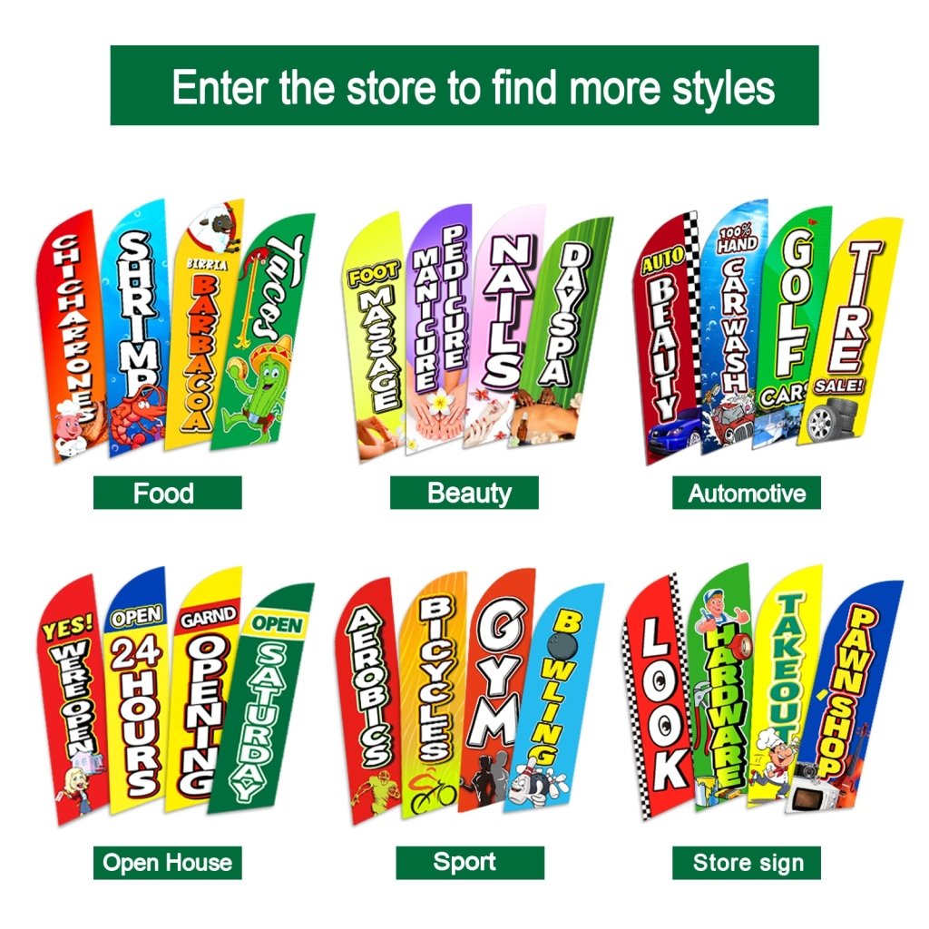 8FT Open 02 Advertising Swooper Flag(Flagpole Not Included 3.4)