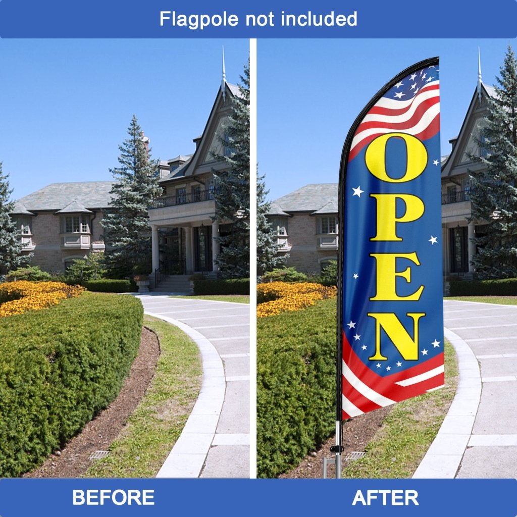 8FT Open 09 Advertising Swooper Flag(Flagpole Not Included 3.4)