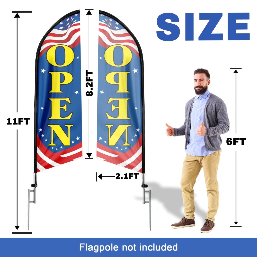 8FT Open 09 Advertising Swooper Flag(Flagpole Not Included 3.4)