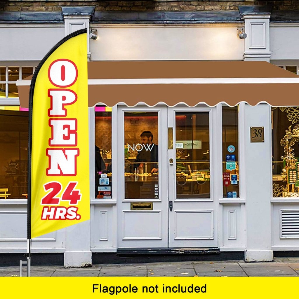 8FT Open 24 Hrs Yellow Swooper Flag(Flagpole Not Included 3.4)