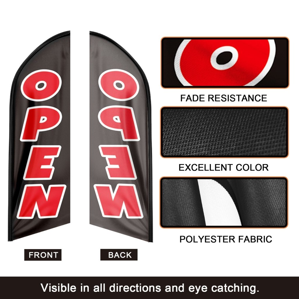 8FT Open Black 02 Advertising Swooper Flag(Flagpole Not Included 3.4)