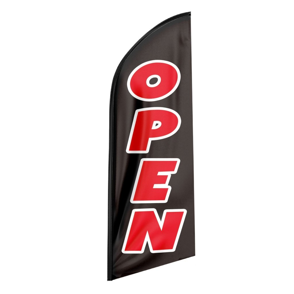 8FT Open Black 02 Advertising Swooper Flag(Flagpole Not Included 3.4)