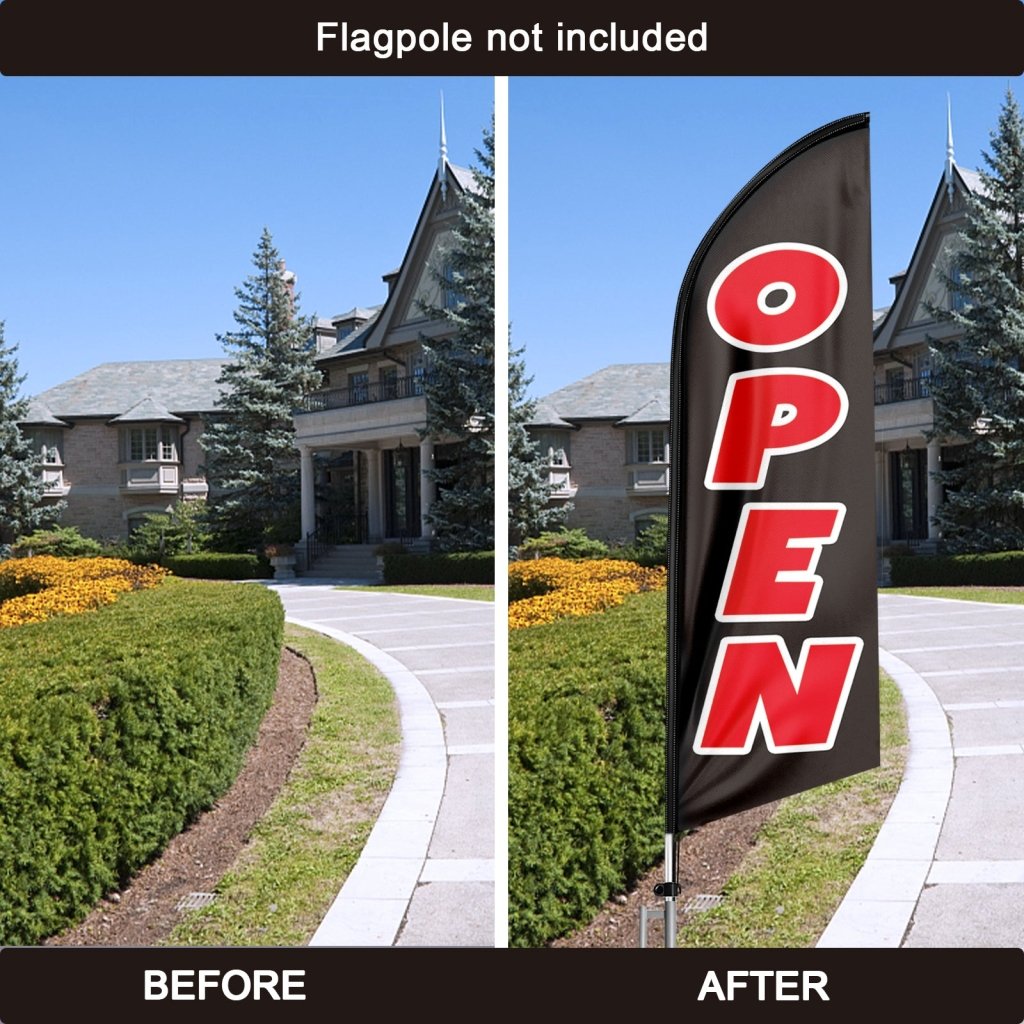 8FT Open Black 02 Advertising Swooper Flag(Flagpole Not Included 3.4)