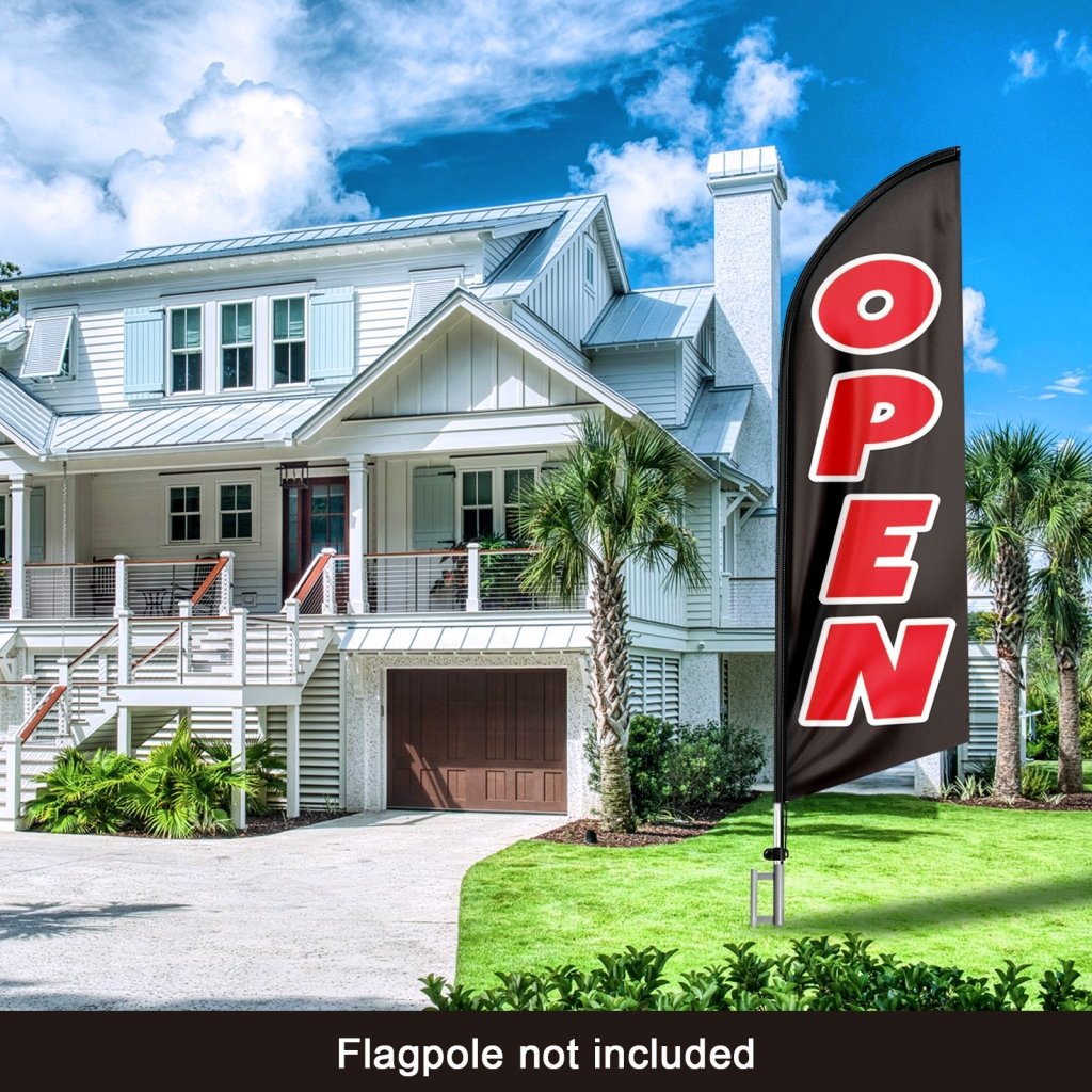 8FT Open Black 02 Advertising Swooper Flag(Flagpole Not Included 3.4)