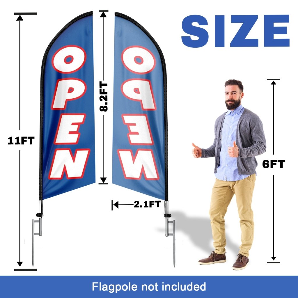 8FT Open Blue 02 Advertising Swooper Flag(Flagpole Not Included 3.4)