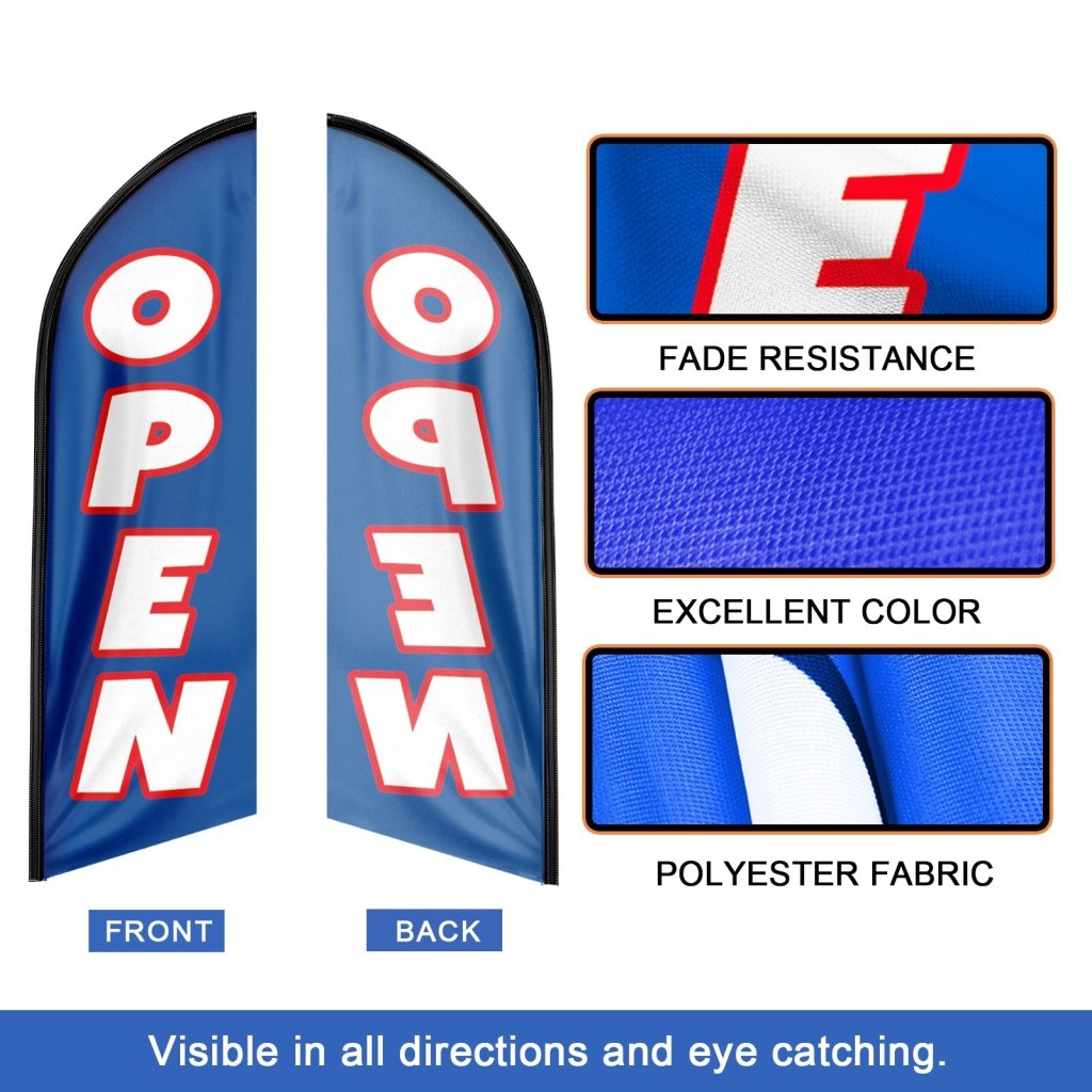 8FT Open Blue 02 Advertising Swooper Flag(Flagpole Not Included 3.4)