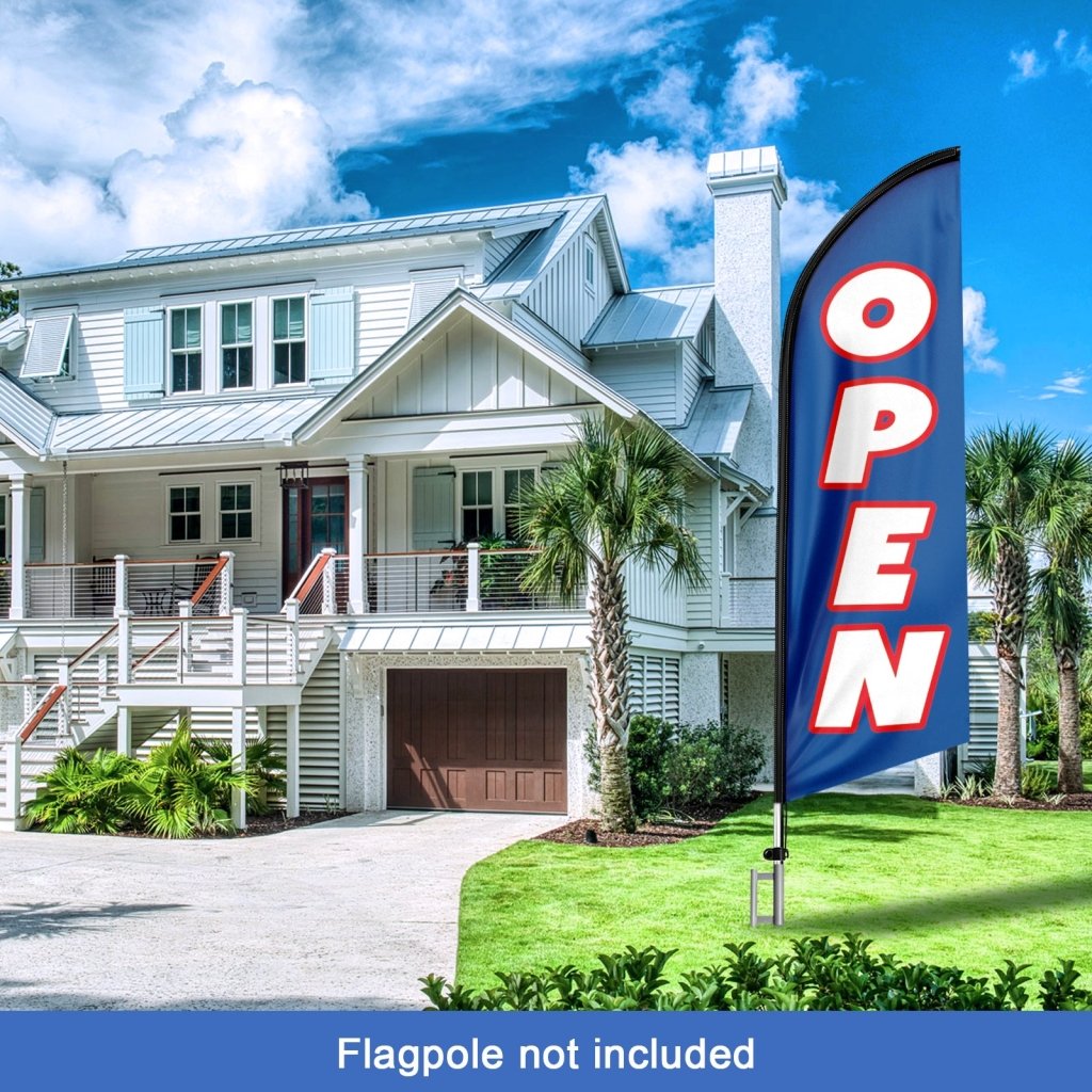 8FT Open Blue 02 Advertising Swooper Flag(Flagpole Not Included 3.4)