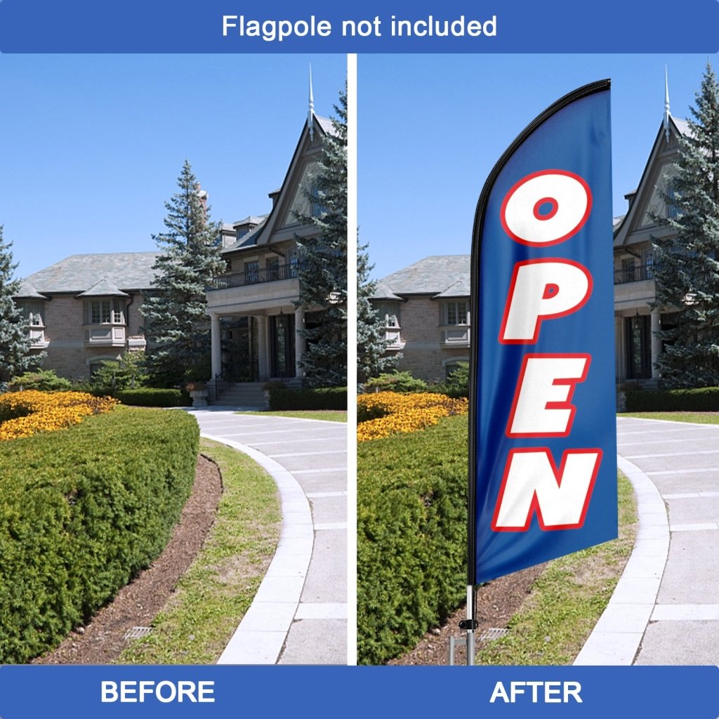 8FT Open Blue 02 Advertising Swooper Flag(Flagpole Not Included 3.4)