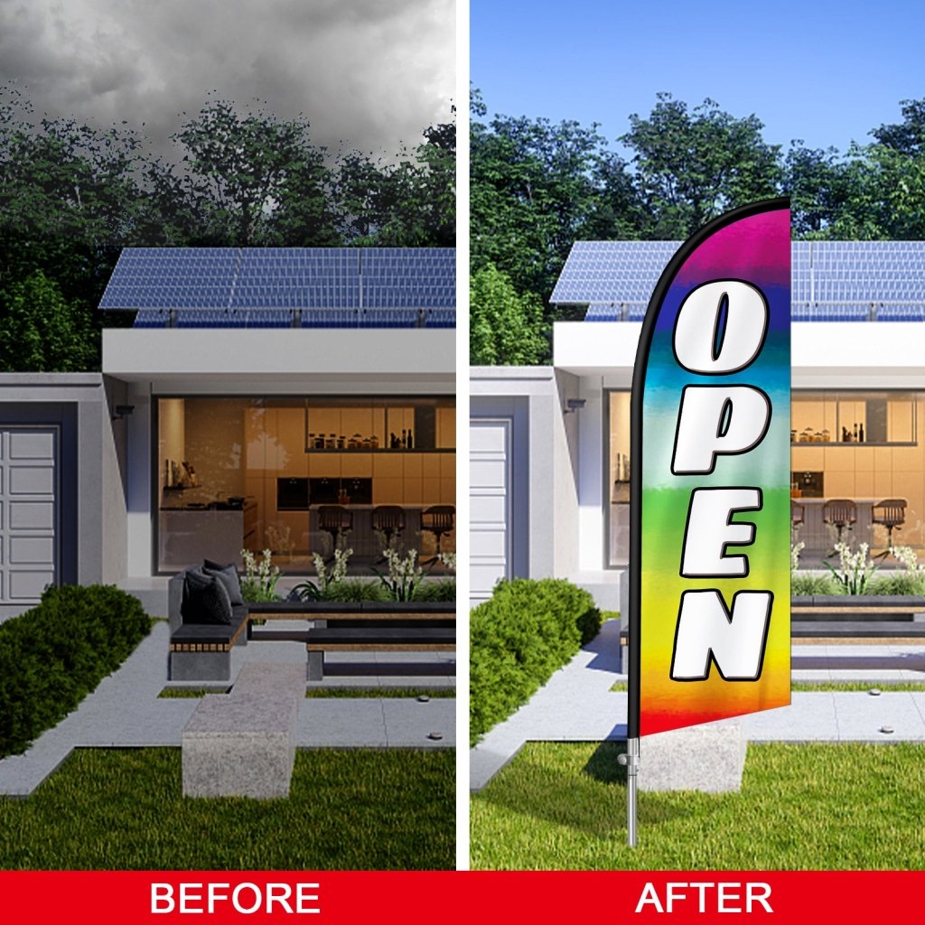 8FT Open Feather Flag with Stainless Steel Pole Kit(2m flag set)