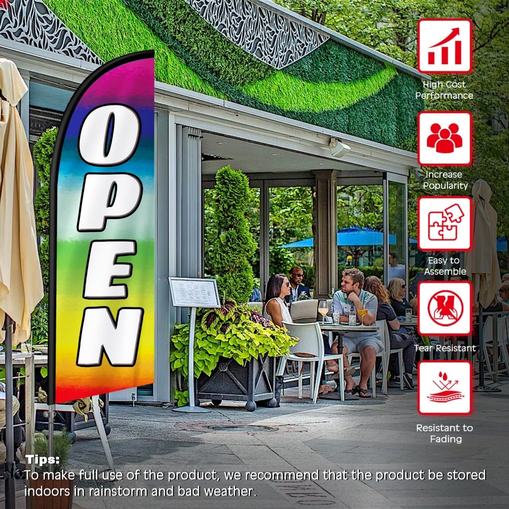 8FT Open Feather Flag with Stainless Steel Pole Kit(2m flag set)