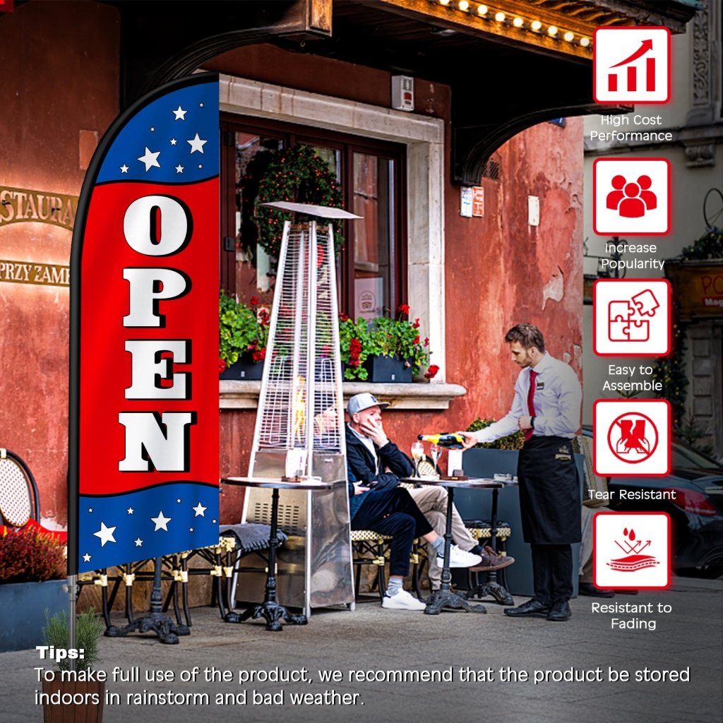 8FT Open Feather Flag with Stainless Steel Pole Kit(2m flag set)