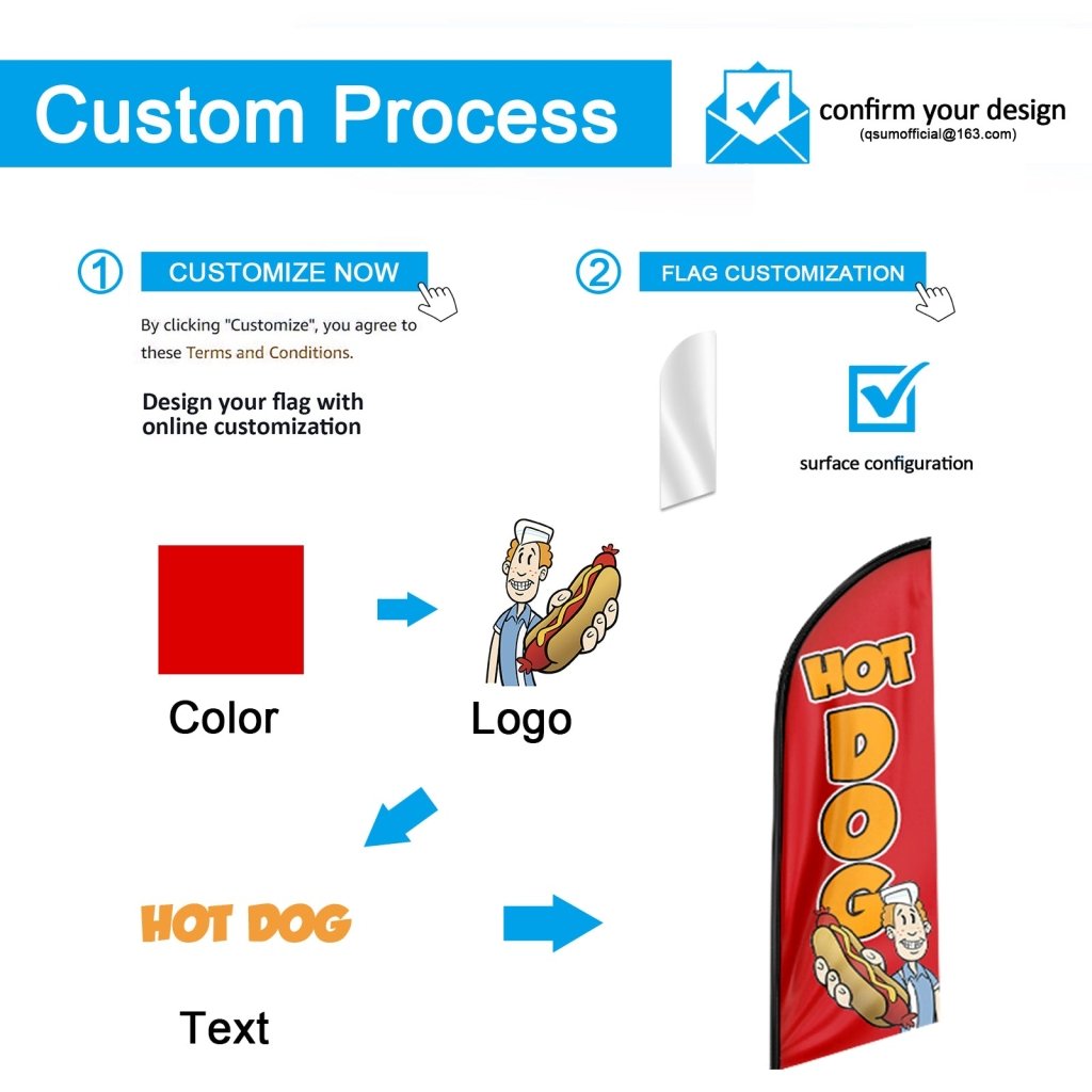 8FT Open For Business Blue Advertising Swooper Flag(Flagpole Not Included 3.4)