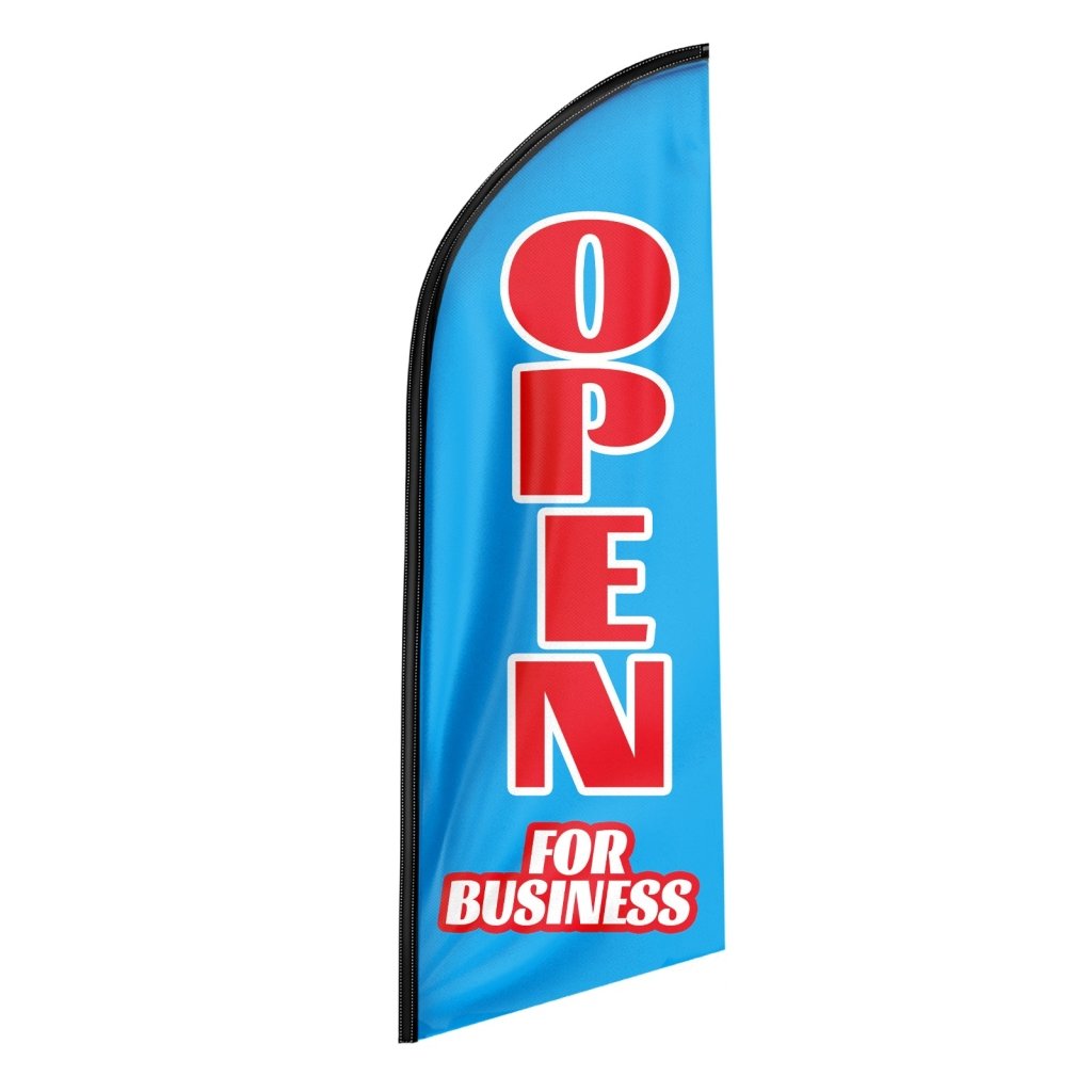 8FT Open For Business Blue Advertising Swooper Flag(Flagpole Not Included 3.4)