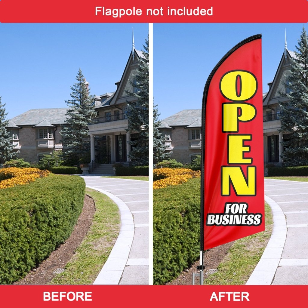 8FT Open For Business Red Advertising Swooper Flag(Flagpole Not Included 3.4)