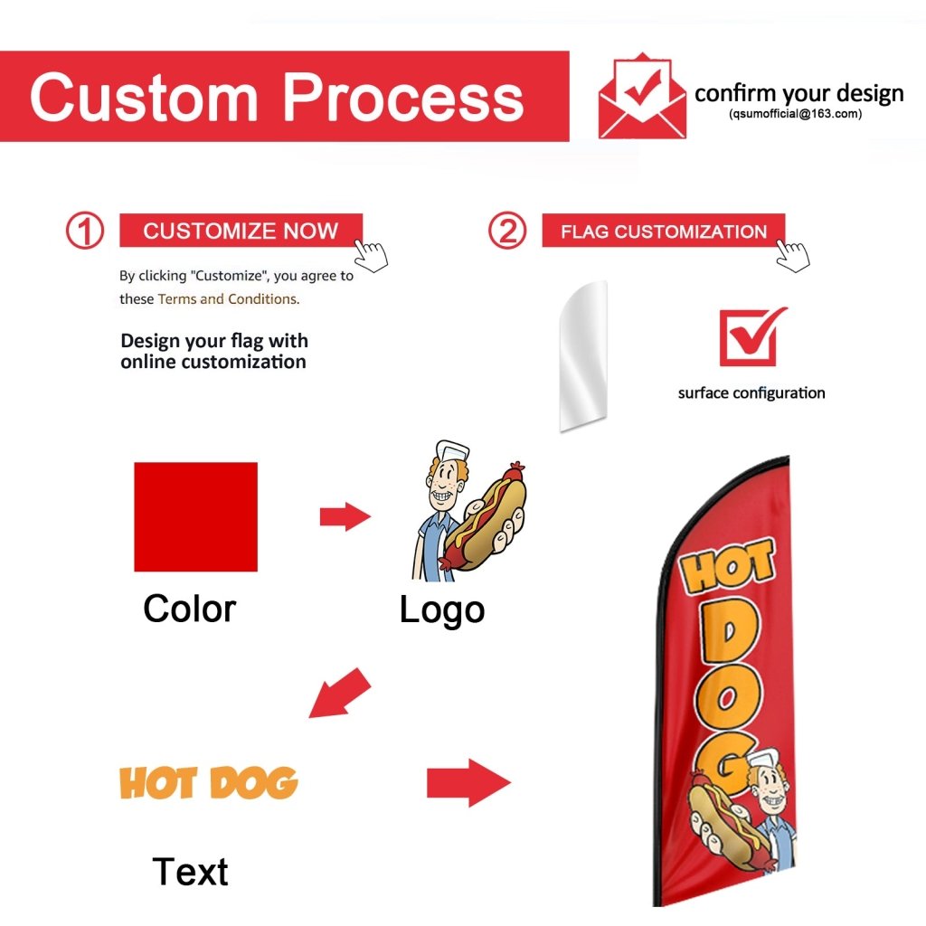 8FT Open For Business Red Advertising Swooper Flag(Flagpole Not Included 3.4)