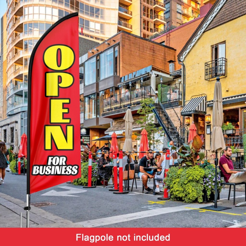 8FT Open For Business Red Advertising Swooper Flag(Flagpole Not Included 3.4)