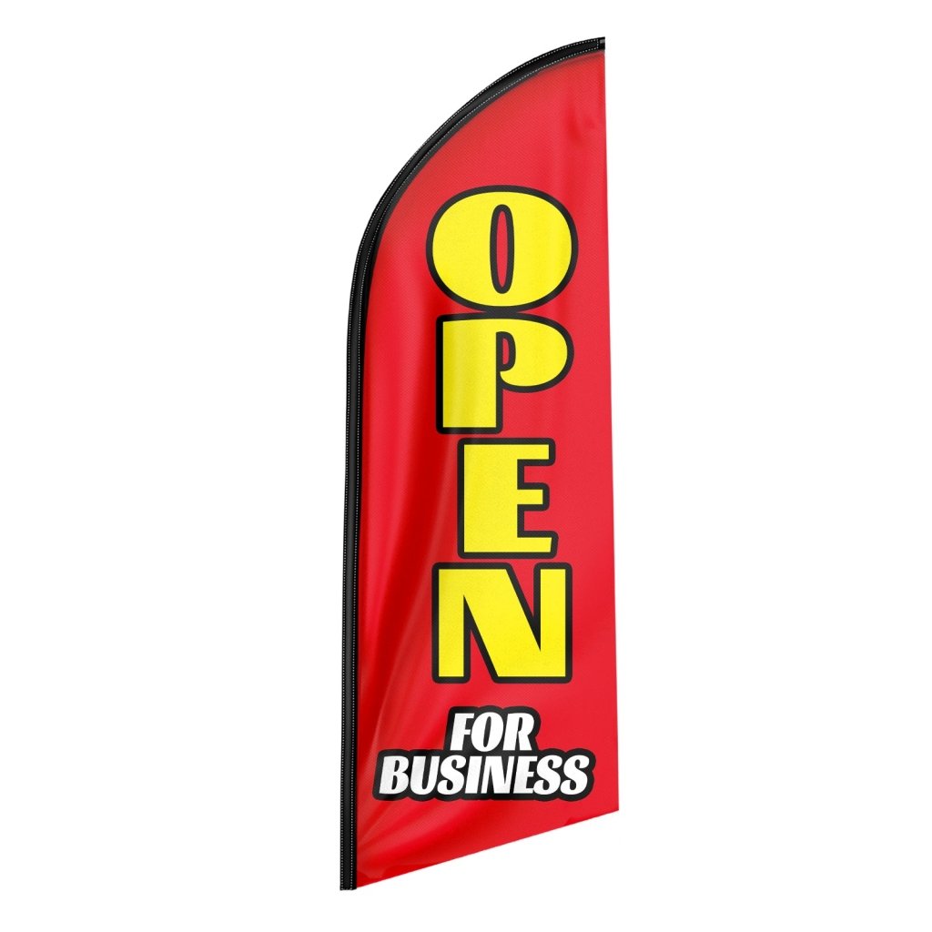 8FT Open For Business Red Advertising Swooper Flag(Flagpole Not Included 3.4)