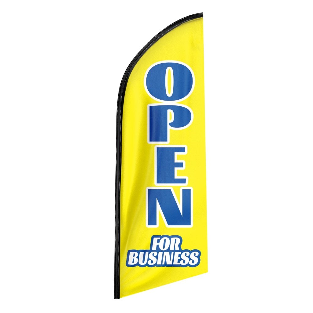 8FT Open For Business Yellow Advertising Swooper Flag(Flagpole Not Included 3.4)