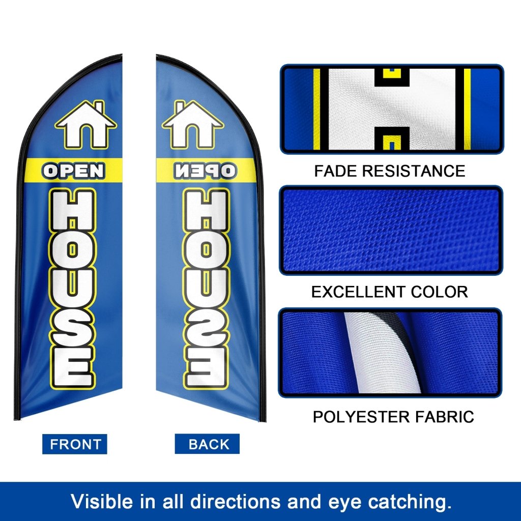 8FT Open House Blue 01 Swooper Flag(Flagpole Not Included 3.4)