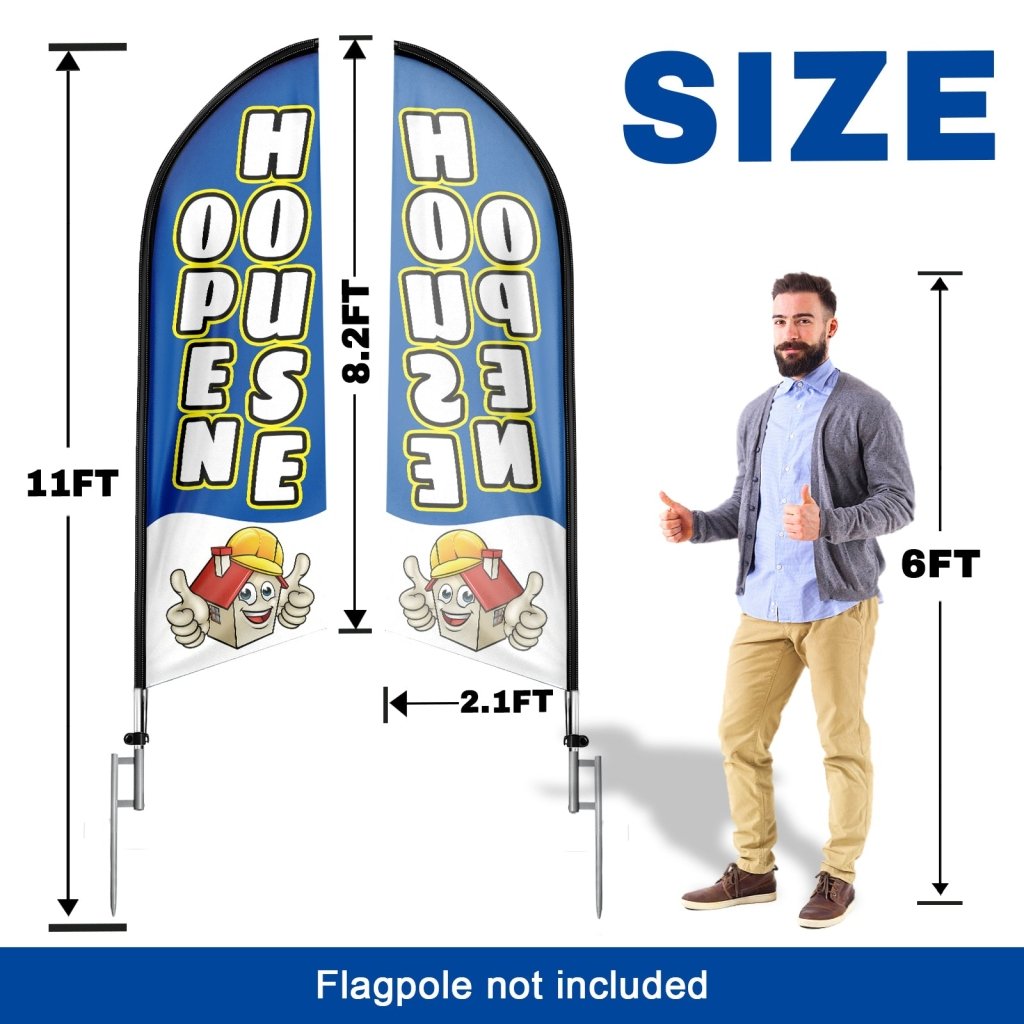 8FT Open House Blue 02 Swooper Flag(Flagpole Not Included 3.4)
