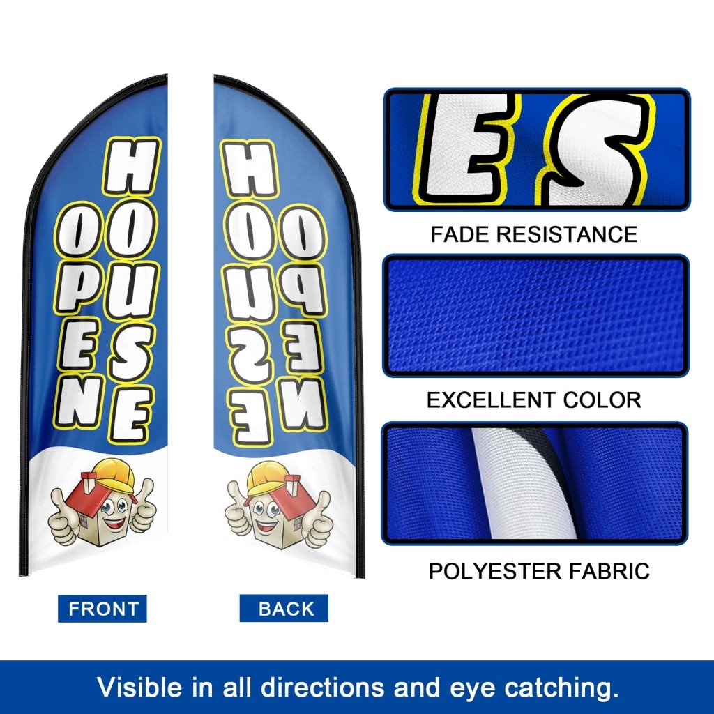 8FT Open House Blue 02 Swooper Flag(Flagpole Not Included 3.4)