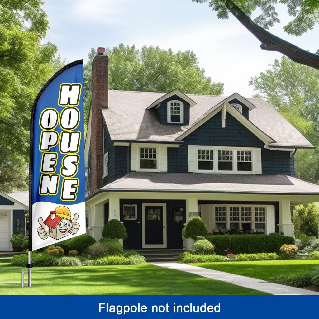 8FT Open House Blue 02 Swooper Flag(Flagpole Not Included 3.4)