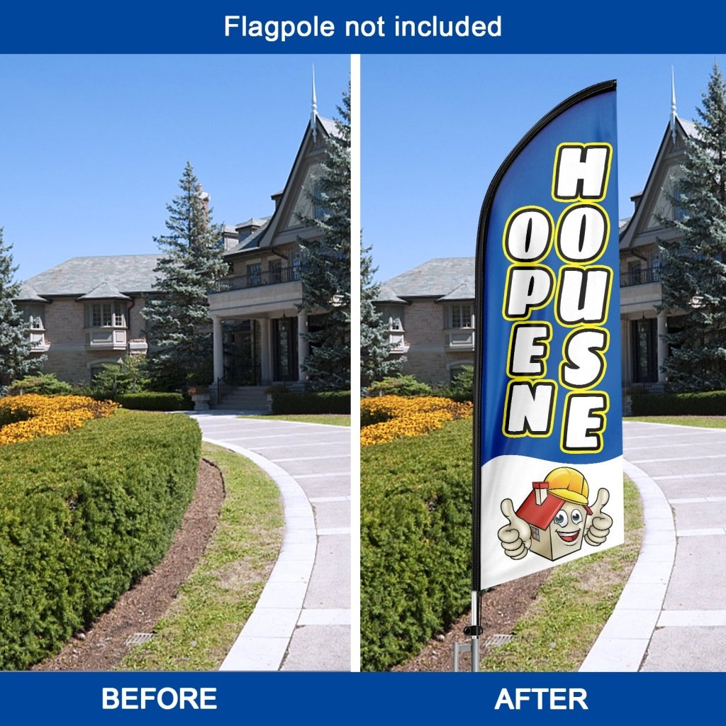 8FT Open House Blue 02 Swooper Flag(Flagpole Not Included 3.4)