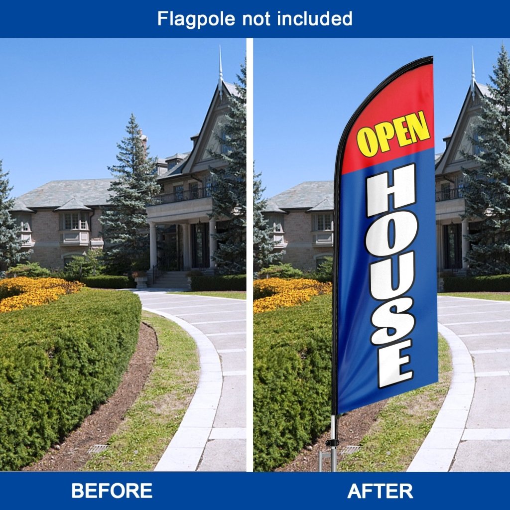 8FT Open House Blue 04 Swooper Flag(Flagpole Not Included 3.4)