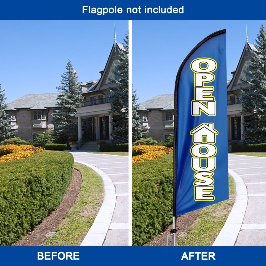 8FT Open House Blue 07 Swooper Flag(Flagpole Not Included 3.4)