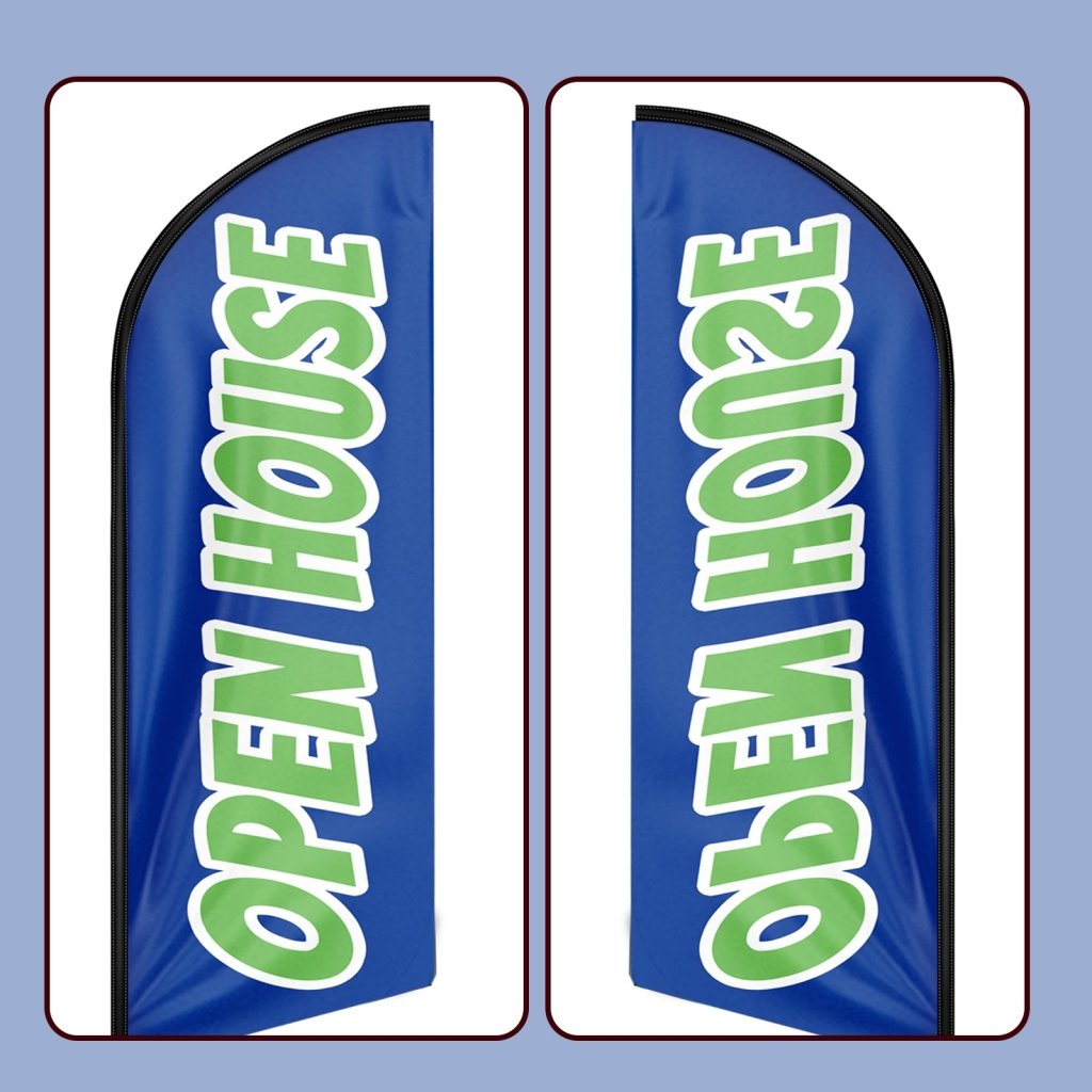 8FT Open House Blue&Green Swooper Flag(Flagpole Not Included 3.4)
