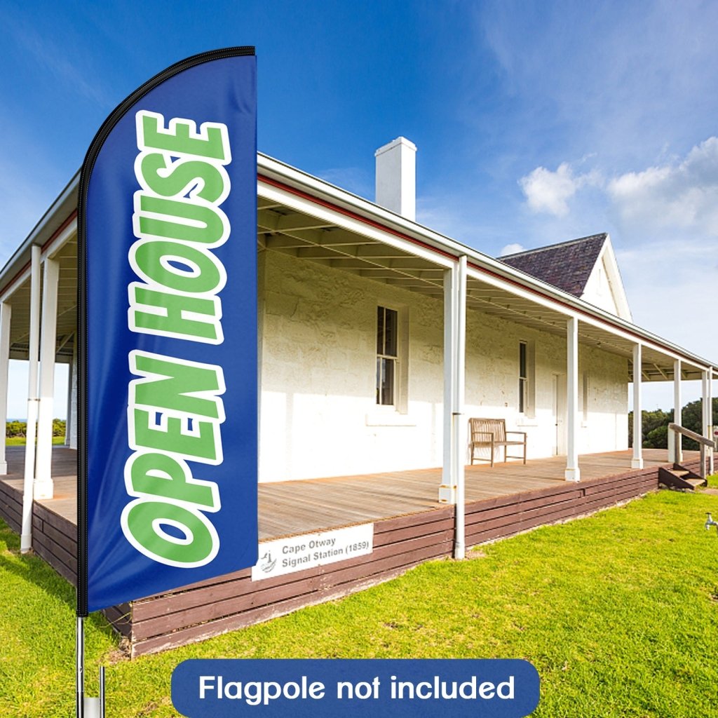 8FT Open House Blue&Green Swooper Flag(Flagpole Not Included 3.4)