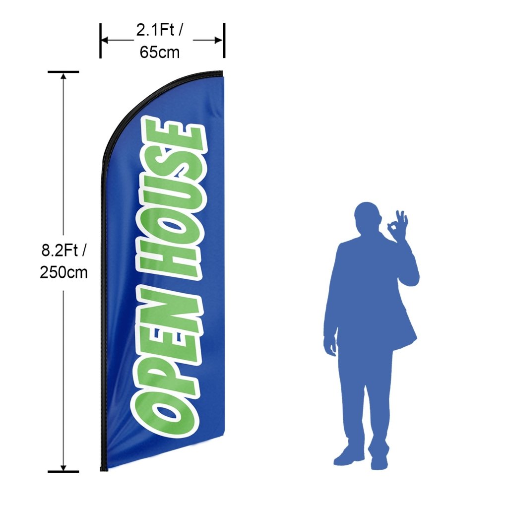 8FT Open House Blue&Green Swooper Flag(Flagpole Not Included 3.4)