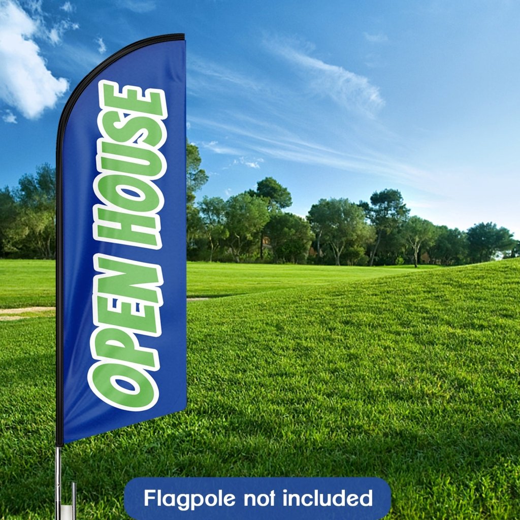 8FT Open House Blue&Green Swooper Flag(Flagpole Not Included 3.4)